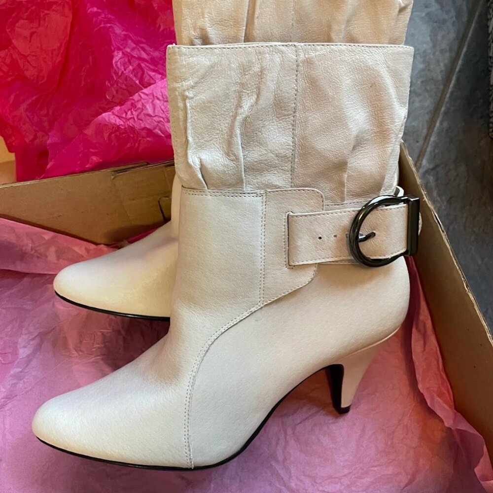 Steve Madden White Leather Ankle Boots